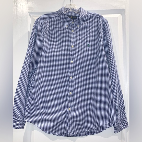 POLO by Ralph Lauren blue check dress shirt BOYS SIZE 18 20 18/20 - Picture 5 of 12